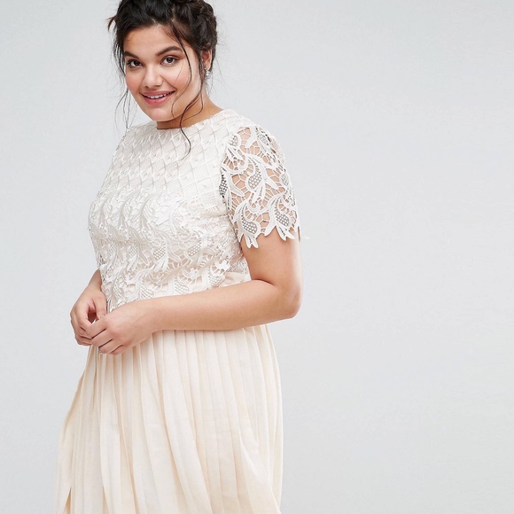 little mistress premium lace pleated midi dress